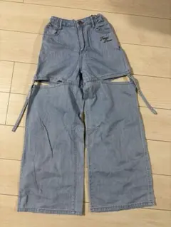 ジェニィラブ　デニムパンツ　160 ワイドパンツ　カットオフ