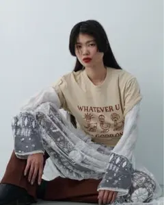 WHATEVER T-shirt ベージュ M