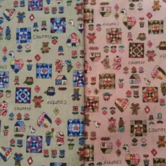 ♥綿100%シーチング生地(1ｍ×2枚)♥　カントリー　お花　動物