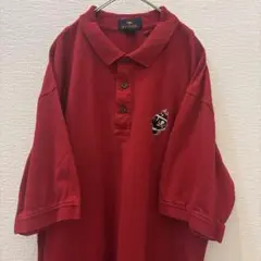 【ANTIGUA】古着 半袖ポロシャツ ワンポイント胸元ワンポイント刺繍　赤色