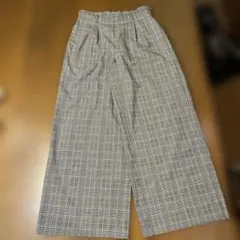 GUチェック柄 ワイドパンツ L