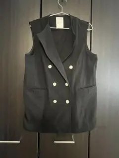 SHENERY ブラック ダブルブレスト ベスト