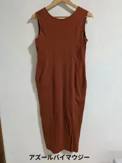 アズールバイマウジーオレンジ ノースリーブ タイトワンピース