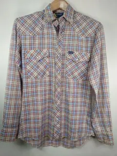 Wrangler チェック ウエスタンシャツ 青赤ベージュ S