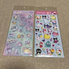 サンリオ　すりガラス風シール　ラメ入り樹脂盛りシール
