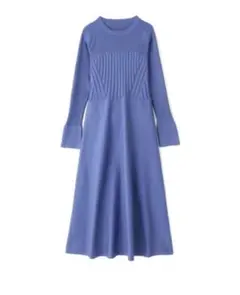 n.ナチュラルビューティービスチェドッキングニットワンピース青ブルーM