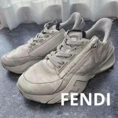 FENDI ホワイトレザー スニーカー ジッパー付き36(23㎝)