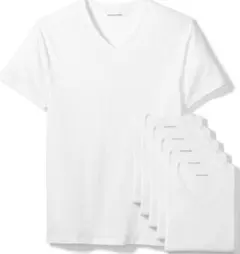 【インナーシャツ】Tシャツ Vネック 綿100% 半袖 白 6枚組 Mサイズ