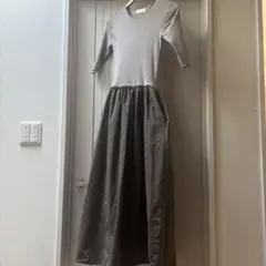 ガリャルダガランデ　グレー 七分袖ドッキングワンピース　フリー