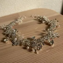 ウェディング　ヘアアクセサリー　ヘッドドレス　小枝　シルバー　結婚式　花嫁