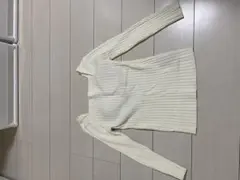 アイボリー リブ編み 長袖トップスのサムネイル