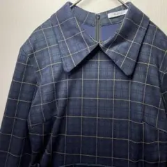 REDYAZEL チェックミニワンピース S ネイビー ベルト付