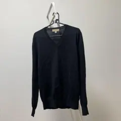 BURBERRY ブラック Vネック ニット M メリノウールのサムネイル