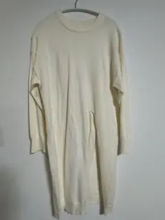 【レディース】ニットワンピース アイボリー ロング丈 シンプル