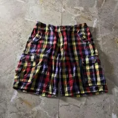 Archive gimmick checked cargo shorts Y2K