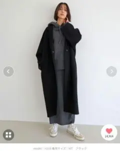 evernavy リバーロングコクーンコートブラックMT リバー ロング コクーン コート evernavy エバーネイビー