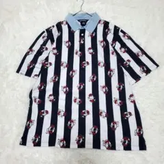 LANDS' END メンズポロシャツ マリン柄 ストライプ　青白 L　ゴルフのサムネイル