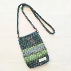 ハンドメイド 編み物 かぎ針編み スマホショルダーポーチ