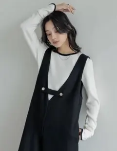 Re：EDIT 微起毛ツイルゴールドボタン付きサロペット