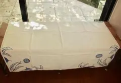 ビンテージ リネン テーブルクロス アオイハナ 正方形 手刺繍 手編み レース