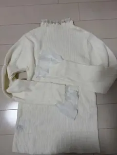 アイボリー リブ編み ニット 長袖