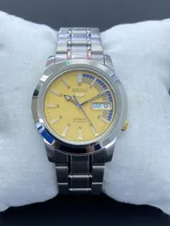 【稼動】セイコー5 メタルバンド 腕時計 自動巻き デイデイト 裏スケルトン