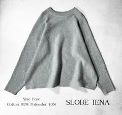 洗える SLOBE IENA コットンダブルフェイス クルーネックニット グレー