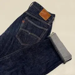 【美品】EIGHT−G 　ストレートデニム　W36　濃紺　ボタンフライ　赤耳