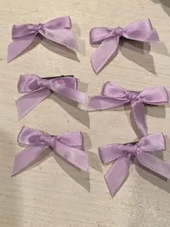 サテンリボン付きヘアクリップ6個セット
