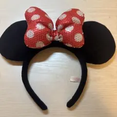 ミニーマウス カチューシャ スパンコール 赤