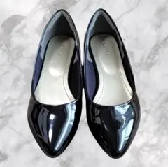 ALETTA エナメル ローヒール パンプス 24cm ブラック