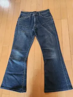 90s 古着　ラングラー　フレアデニム　ブーツカット　フレアパンツ　ジーパン　青
