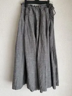 A PIECE OF LIBRARY リネン グレンチェックロングスカート