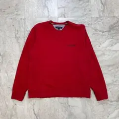 トミーヒルフィガー　スウェット　ワンポイント刺繍ロゴ　Ｖガゼット　メンズＬサイズ