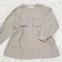 ★BAYFLOW★ ベイフロウ ノーカラー スプリングコート ベージュ系