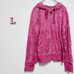 フード付き ピンク パーカー 【L】 ジップアップ 春 秋 フード付き