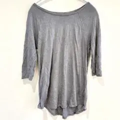 【F】グレー オフショルダー 五分袖 トップス 海外古着 シンプル オシャレ