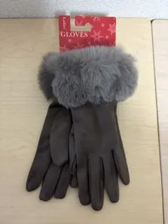 ☆レディース ファー手袋 フリーサイズ ブラウン☆