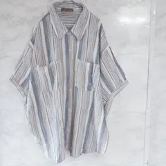 ストライプ 半袖シャツ 大きめ 4L BLUESTRIVE コットン 綿100%