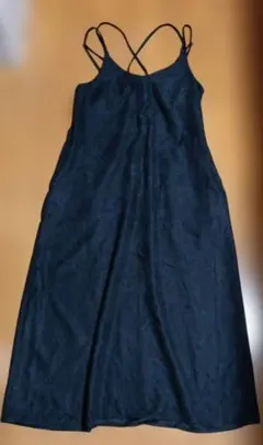 しまむら　スウェード　ロングワンピース　キャミワンピース　黒　ブラック　М