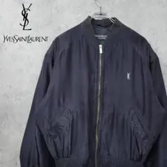 90s 古着 イヴサンローラン 刺繍 ナイロン ブルゾンジャケット グリーン 90s 古着】イヴサンローラン 刺繍 ナイロンジャケット ブラック