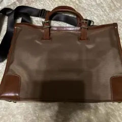 ビジネスバッグ ブラウン キャンバス レザー