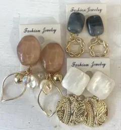 3点セット　653 ハンドメイド　樹脂　金属　ピアス　イヤリング　まとめ売り