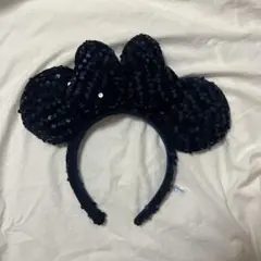 ミッキー型ネイビーのスパンコールカチューシャ
