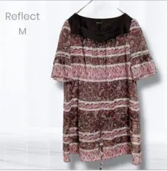 リフレクト エスニック柄 シフォン チュニック 半袖ブラウス M 透け感ありのサムネイル