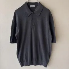 JOHN SMEDLEY グレー無地　半袖ポロシャツ　英国製のサムネイル
