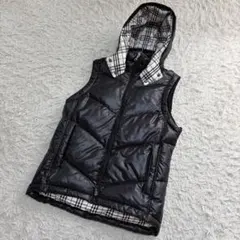 16584✨Y2K バーバリーブラックレーベル ノバチェック フードダウンベスト