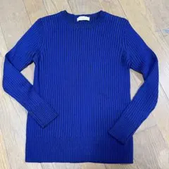 ユナイテッドアローズ　ウール100%クルーリブニット　レディース　ブルー