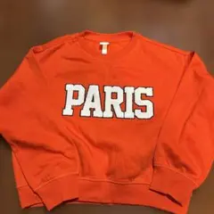 H&M PARIS刺繍トレーナー Sサイズ オレンジ