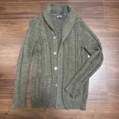 BEAMS HEART オリーブ ケーブルニット カーディガン M